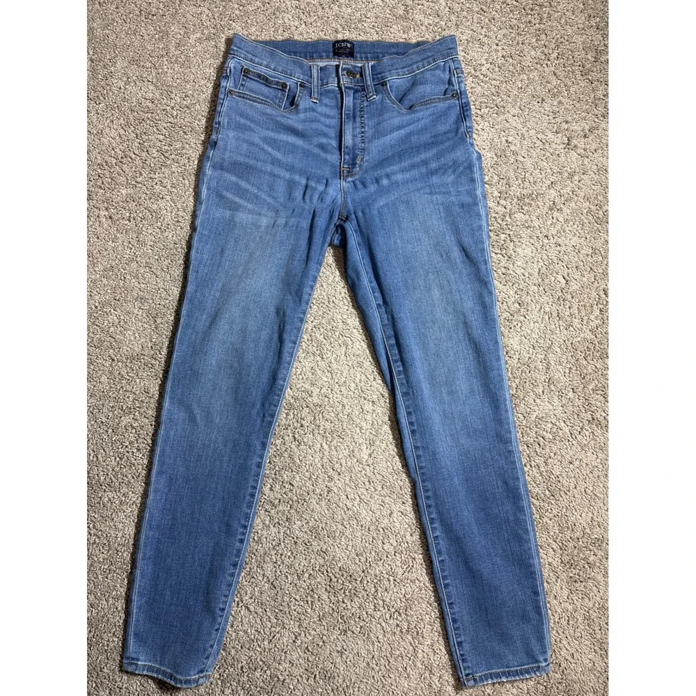J.Crew Women High Rise Skinny Jeans Medium Wash Blue Denim Pants Size 10